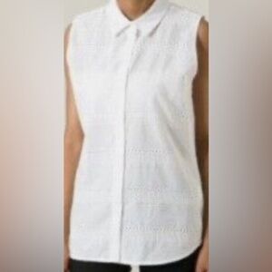 Equipment Broderie Anglaise White Cotton Shirt, size XS
